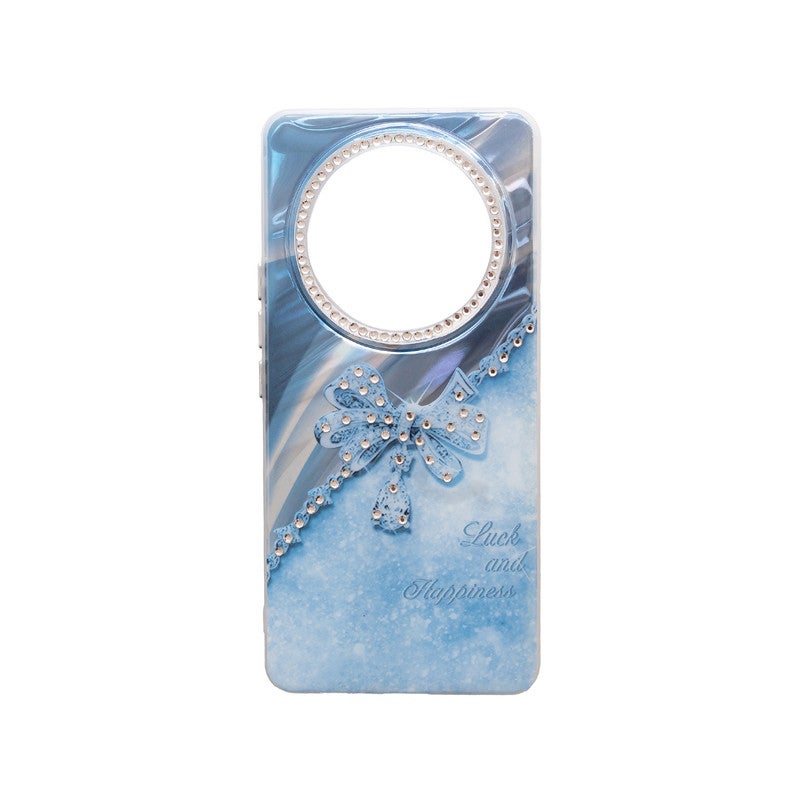 Back Cover Compatible With HONOR X9B, Girly Sparkling Glitter Hard Back With Soft Silicone Edges Case - Sky Blue